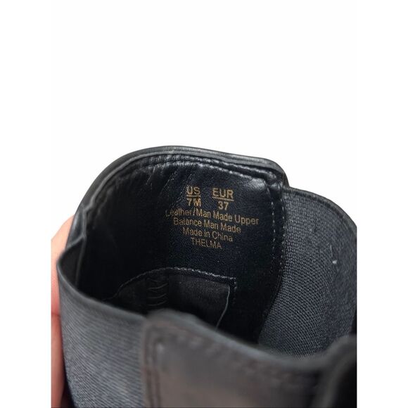 Sam Edelman Thelma Black Pull On Square Toe Leather Chelsea Ankle Boots sz 7 - Picture 7 of 8